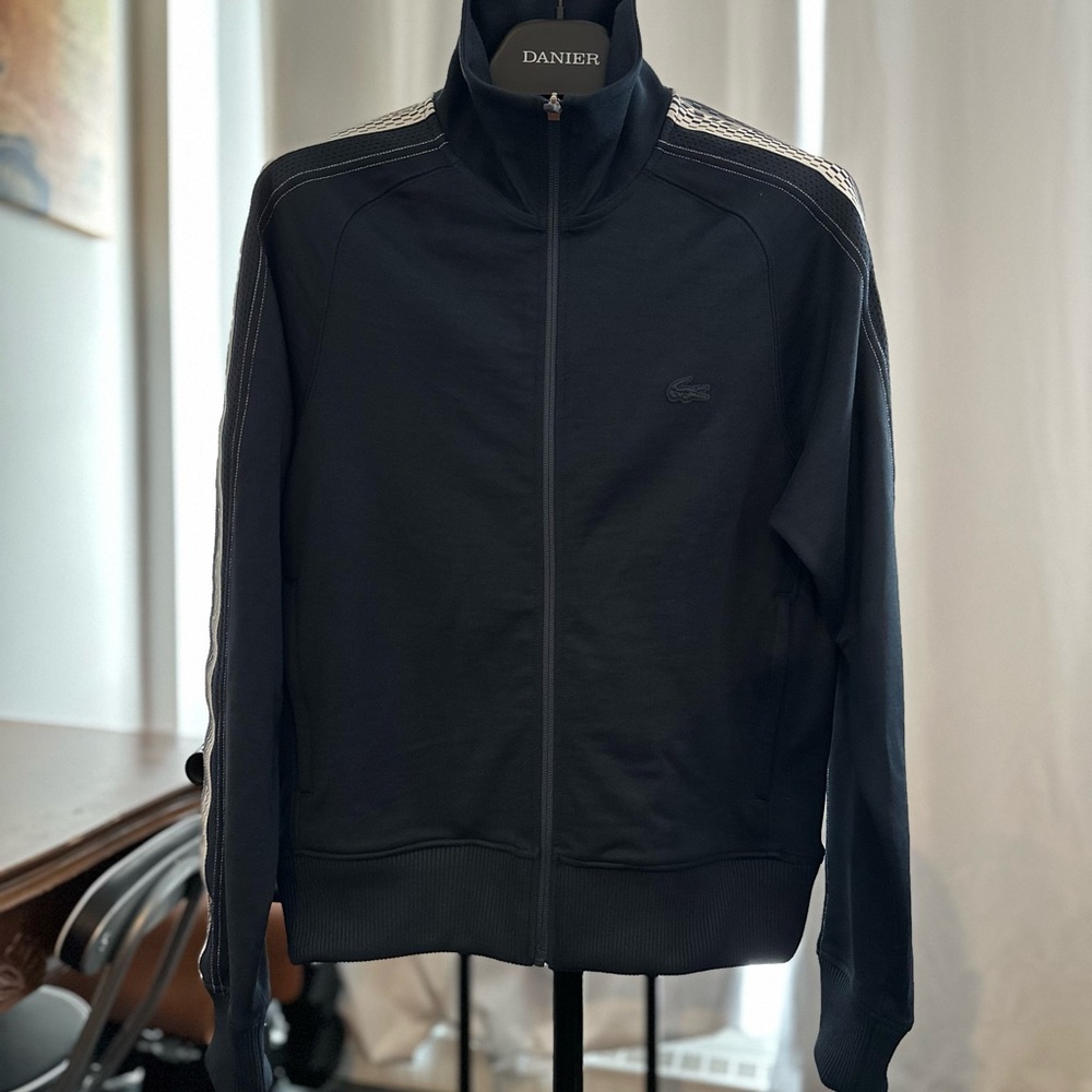 Men’s Navy Blue Lacoste Regular Fit Zipped Piqué Sweatshirt Size Small